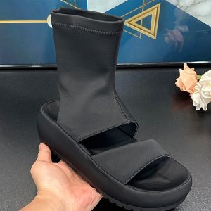 European-style Women's High-Top Open-Toe Backless Sandals - Elastic Summer Fashion Cool Martin Boots for Outdoor Wear