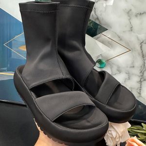European-style Women's High-Top Open-Toe Backless Sandals - Elastic Summer Fashion Cool Martin Boots for Outdoor Wear