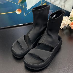 European-style Women's High-Top Open-Toe Backless Sandals - Elastic Summer Fashion Cool Martin Boots for Outdoor Wear