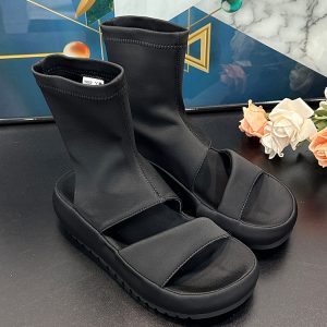 European-style Women's High-Top Open-Toe Backless Sandals - Elastic Summer Fashion Cool Martin Boots for Outdoor Wear