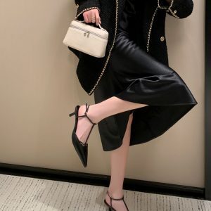 Exquisite T-Strap Open-Toe High-Heeled Sandals for Women – Fairy Style Summer Footwear with Pointed Toe Design