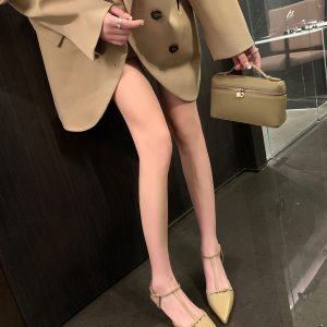 Exquisite T-Strap Open-Toe High-Heeled Sandals for Women – Fairy Style Summer Footwear with Pointed Toe Design