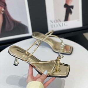 Fairy Style Flip-Flops for Women, Summer 2025, Square Toe Thin Heel Sandals, Trendy Niche Design for Skirts