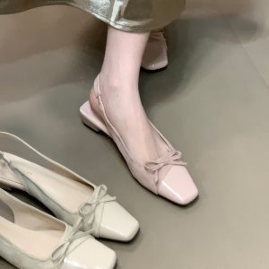 Fairy Style Ocean One Niche Matching Skirt Bag Head Sandals - Women's Backless Flats with Bow Splicing for Gentle Fashion