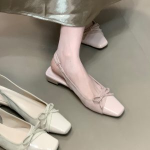 Fairy Style Ocean One Niche Matching Skirt Bag Head Sandals - Women's Backless Flats with Bow Splicing for Gentle Fashion