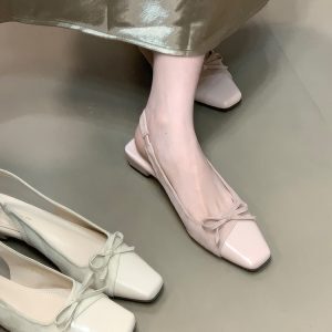 Fairy Style Ocean One Niche Matching Skirt Bag Head Sandals - Women's Backless Flats with Bow Splicing for Gentle Fashion