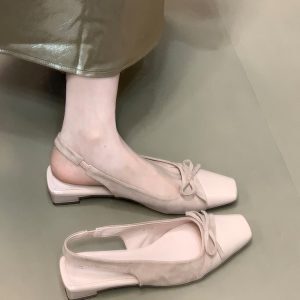 Fairy Style Ocean One Niche Matching Skirt Bag Head Sandals - Women's Backless Flats with Bow Splicing for Gentle Fashion