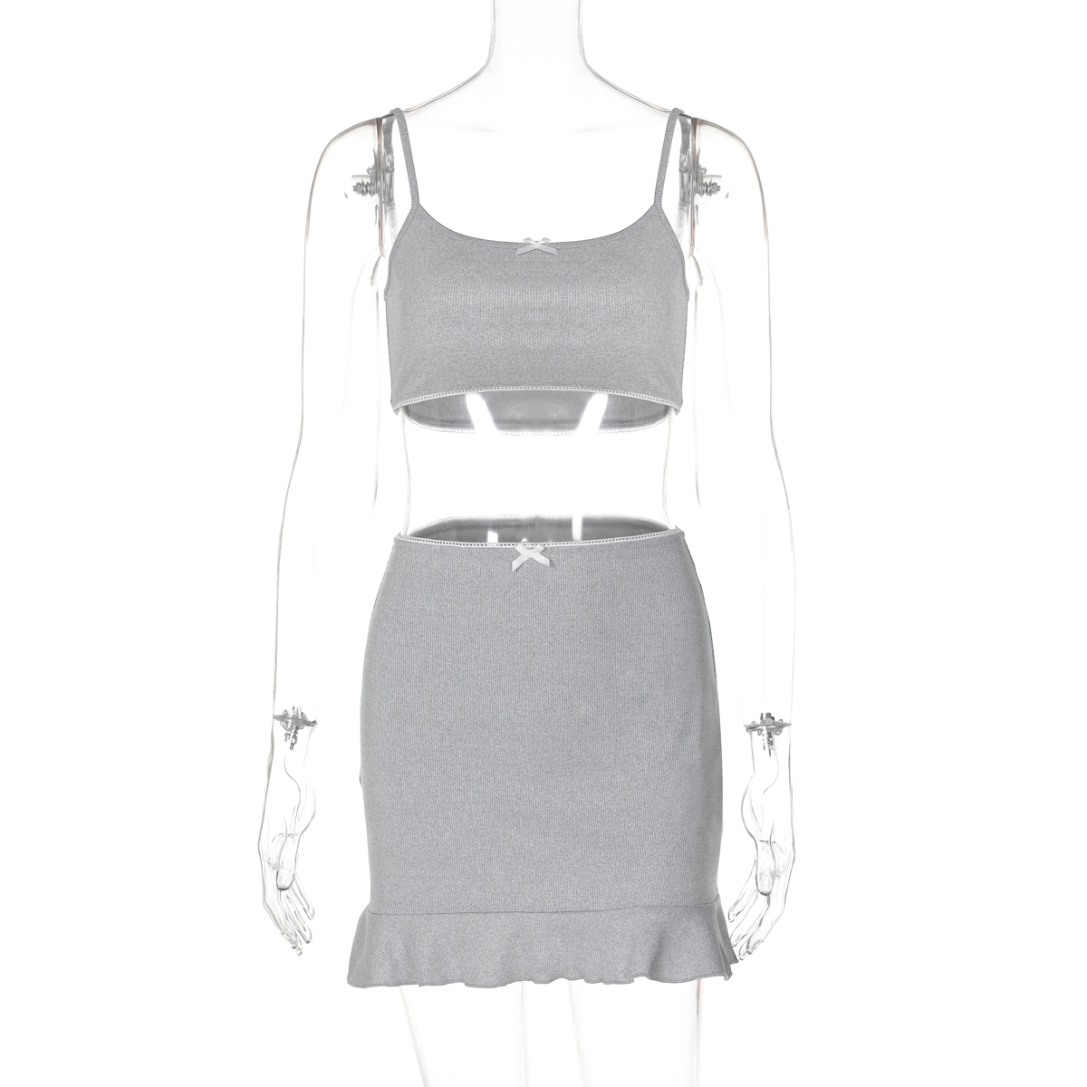 Floral Fashion Set for Women - Sexy Short Camisole and Elastic Lace Half Skirt, European American Instagram Style, Y2K Trend