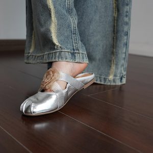 Floral Open-Toe Slippers for Women - Summer Low-Heeled Ballet Shoes, Comfortable Cool Sandals for Vacation Style