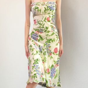 Floral Print Off-The-Shoulder Tulle Midi Dress with Ruffles - French Countryside Style Camisole for Women, Perfect for Summer Events