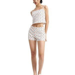 Floral Print Three-Piece Loungewear Set for Women - Trendy Comfortable Outfit - Y2K Style