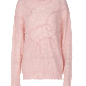Floral Sheer Long Sleeve Knitted Sweater - Versatile Round Neck Mid-Length Top for Women - Autumn Fashion Essential