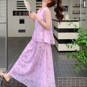 Floral Sleeveless Vest and Skirt Set for Women - Trendy Summer Two-Piece Outfit for Vacation, Y2K Style