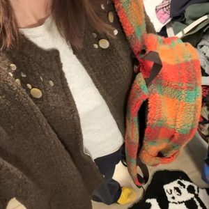 Fluffy Plaid Backpack - Vintage Autumn Winter Lamb Wool Commuter School Bag for Women - Large Capacity for Classes