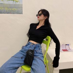Fluorescent Green Spicy Girl Short Top for Women - European American Style Tight Jazz Stage Performance Outfit