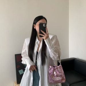 Fluorescent Shiny Diamond Quilted Mini Crossbody Bag – Chanel-Style Chain Shoulder Bag for 2025 Y2K Fashion