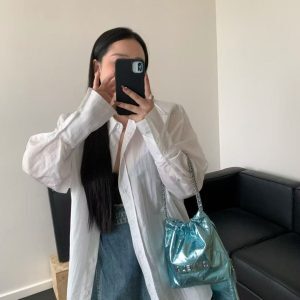 Fluorescent Shiny Diamond Quilted Mini Crossbody Bag – Chanel-Style Chain Shoulder Bag for 2025 Y2K Fashion