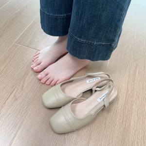 Forest Girl Square Toe Sandals for Women - Fairy Style Flat Shoes for Spring/Summer 2025, Versatile Student Footwear