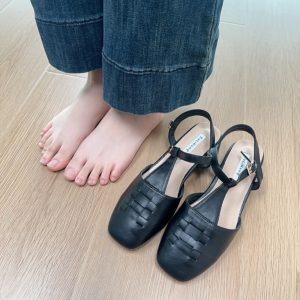 Forest Girl Square Toe Sandals for Women - Fairy Style Flat Shoes for Spring/Summer 2025, Versatile Student Footwear