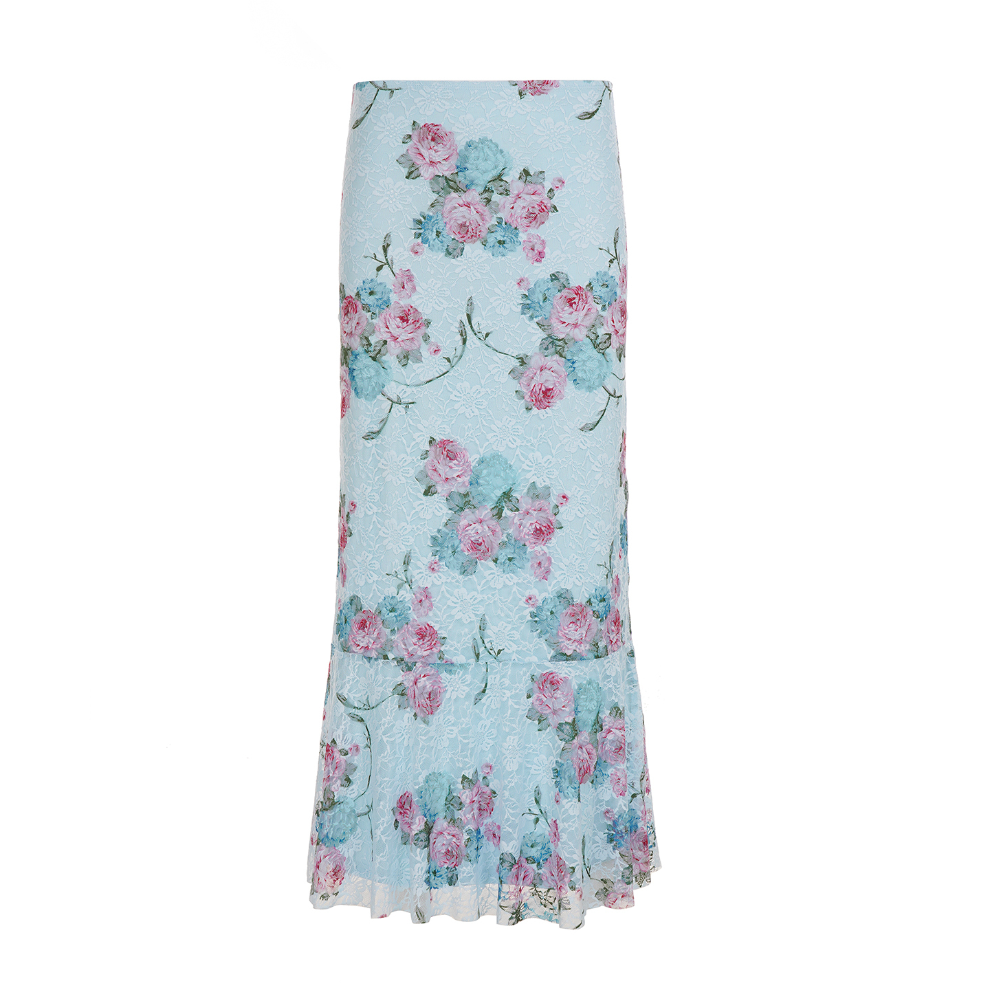 French Romantic Floral Jacquard Lace Midi Skirt – Women's Slim Sexy Mermaid Bodycon Long Skirt, Perfect for Y2K and Date Night Fashion
