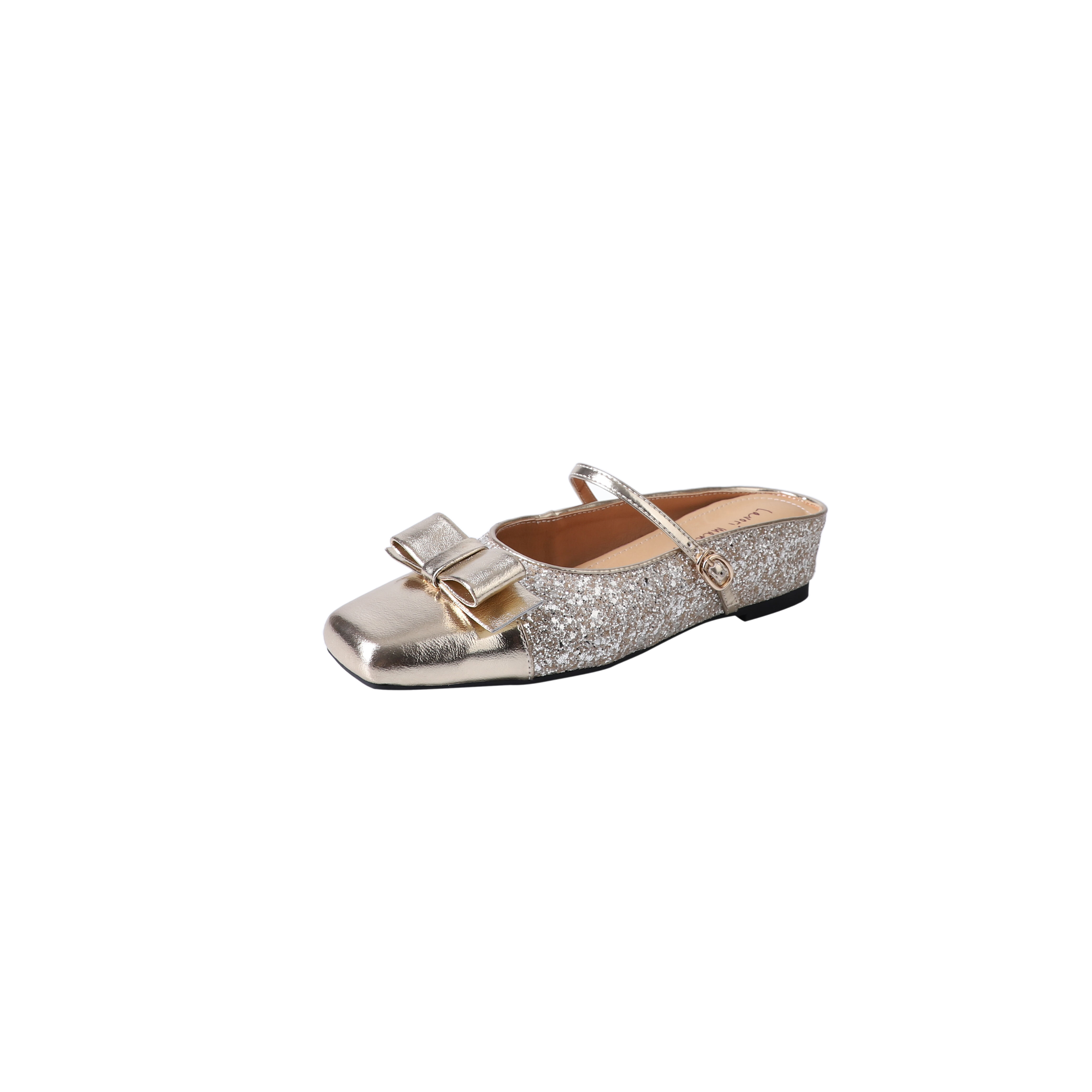 French Sequined Bow Square-Toe High-Heeled Mary Jane Slippers with Matching Skirt - Elegant Women’s Fashion