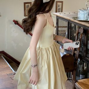 French-style Camisole Dress for Women, Summer Ballet Wind Puff Skirt, Petite Fairy Princess Dress, Cute Short Skirt for Vacation