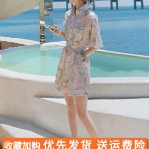 French-Style Floral Romper for Women | Summer 2025 Vacation Outfit | Chic High-End Jumpsuit for Work and Play