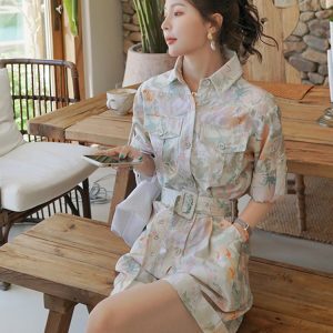 French-Style Floral Romper for Women | Summer 2025 Vacation Outfit | Chic High-End Jumpsuit for Work and Play