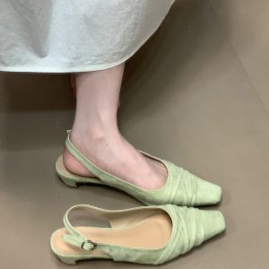 French-Style Open-Toe Chunky Heel Sandals for Women - Shallow Mouth Evening Shoes, 2025 New Model