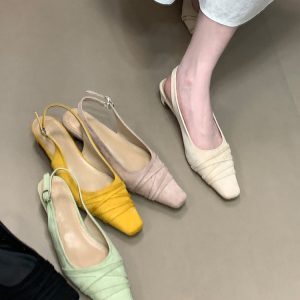 French-Style Open-Toe Chunky Heel Sandals for Women - Shallow Mouth Evening Shoes, 2025 New Model