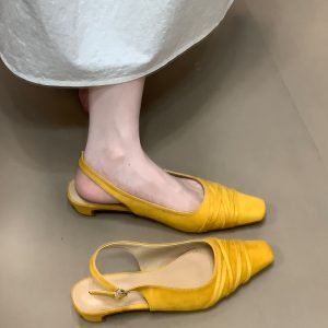 French-Style Open-Toe Chunky Heel Sandals for Women - Shallow Mouth Evening Shoes, 2025 New Model