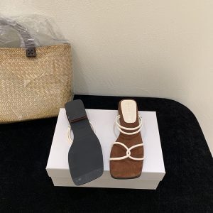 French-Style Open-Toe Sandals for Women - Summer Fairy Mid-Heel Chunky Slides, Two-Way Wear Outdoor Footwear