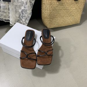 French-Style Open-Toe Sandals for Women - Summer Fairy Mid-Heel Chunky Slides, Two-Way Wear Outdoor Footwear