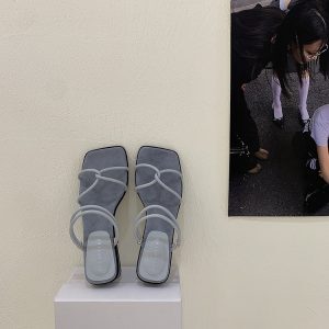 French-Style Open-Toe Sandals for Women - Summer Fairy Mid-Heel Chunky Slides, Two-Way Wear Outdoor Footwear