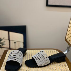 French-Style Rhinestone Slip-On Sandals for Women, 2025 Summer Fairy Wind High-End Outdoor Footwear