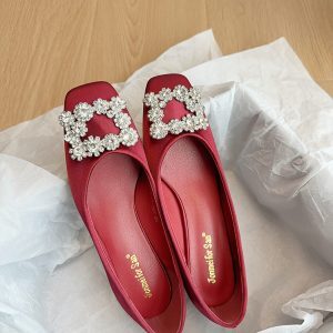French-Style Rhinestone Square Buckle High Heels for Women - Elegant Mary Jane Shoes for Spring 2025, Perfect with Skirts