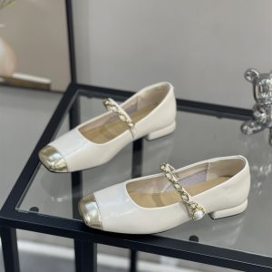 French Style Square Toe Mary Jane Flats for Women - 2025 Spring Low Heel Chain Detail Shoes