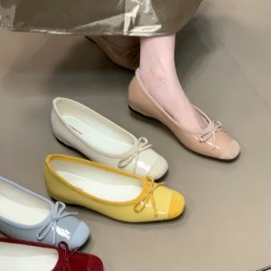 French-Style Square-Toe Mary Jane Shoes for Women - Bow Detail, Height-Increasing, 2025 Model, Trendy Ocean Blue