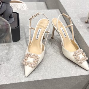 French Style Square Toe Pearl Buckle High Heel Sandals for Women - Fairy Style Thin Heels, Perfect for Y2K and Elegant Looks