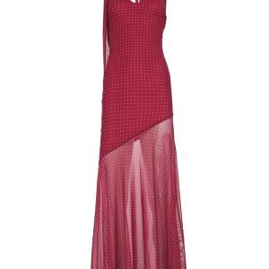 French Style Women's Red Polka Dot Halter Neck Dress with Irregular Bodycon Mesh Skirt – Chic Summer Fashion