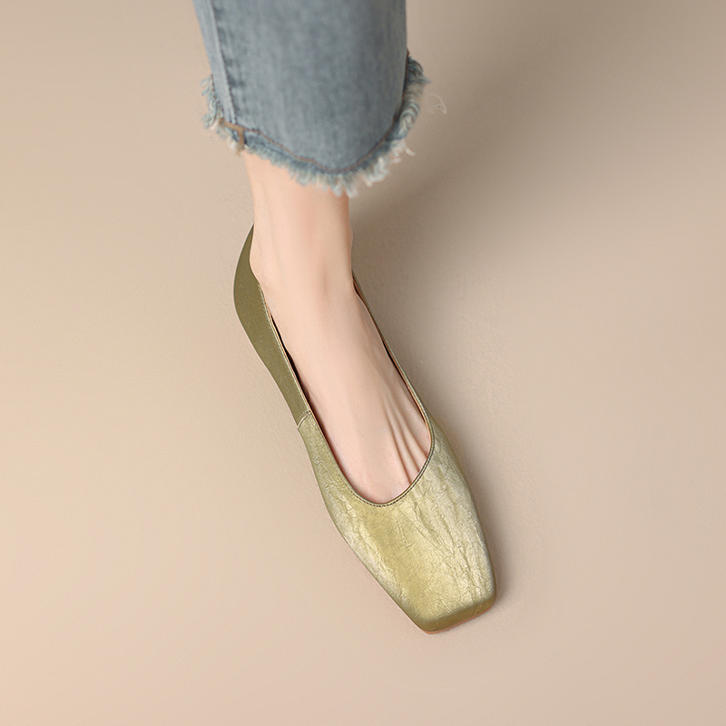 French Vintage Square-Toe Slim-Fit Soft-Bottom Women's Flat Shoes - Retro Grandma Style Footwear