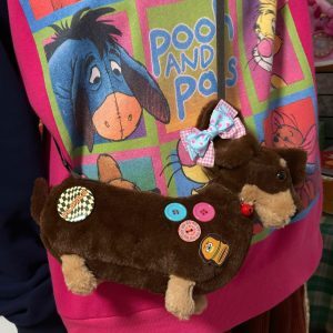 Furry Dachshund Plush Crossbody Bag for Autumn Winter - Cute Shoulder Phone Bag, Versatile Handbag for Dog Lovers