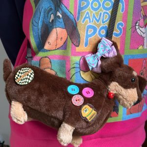 Furry Dachshund Plush Crossbody Bag for Autumn Winter - Cute Shoulder Phone Bag, Versatile Handbag for Dog Lovers