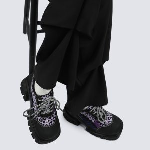 Gender-Neutral Color-Block Thick-Soled Leather Shoes for Spring/Summer - Versatile Niche Design for Women