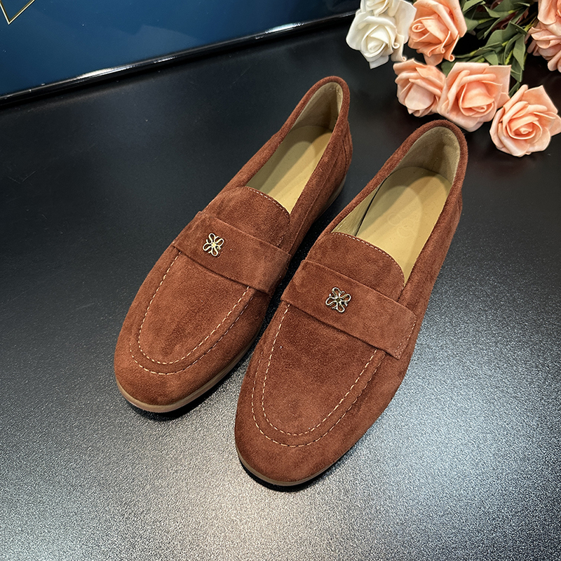 Genuine Leather Sheepskin Slip-On Loafers for Women, 2024 British Style Flat Moccasins for Spring & Autumn Fashion