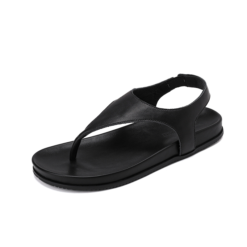 Genuine Leather Thick-Soled Flip-Flop Sandals for Women - Casual Vacation Beach Roman Style Footwear