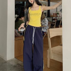 Girl Group Performance Outfit - Jazz Dance Top with Jogger Pants Set for Hot Girl Style