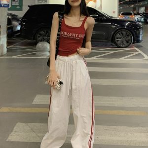 Girl Group Performance Outfit - Jazz Dance Top with Jogger Pants Set for Hot Girl Style