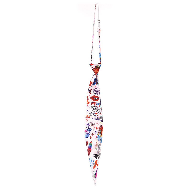 Graffiti Print No-Tie Eyelet Tank Top with Metal Chain Decoration - Street Style, Urban Fashion, Trendy Summer Wear