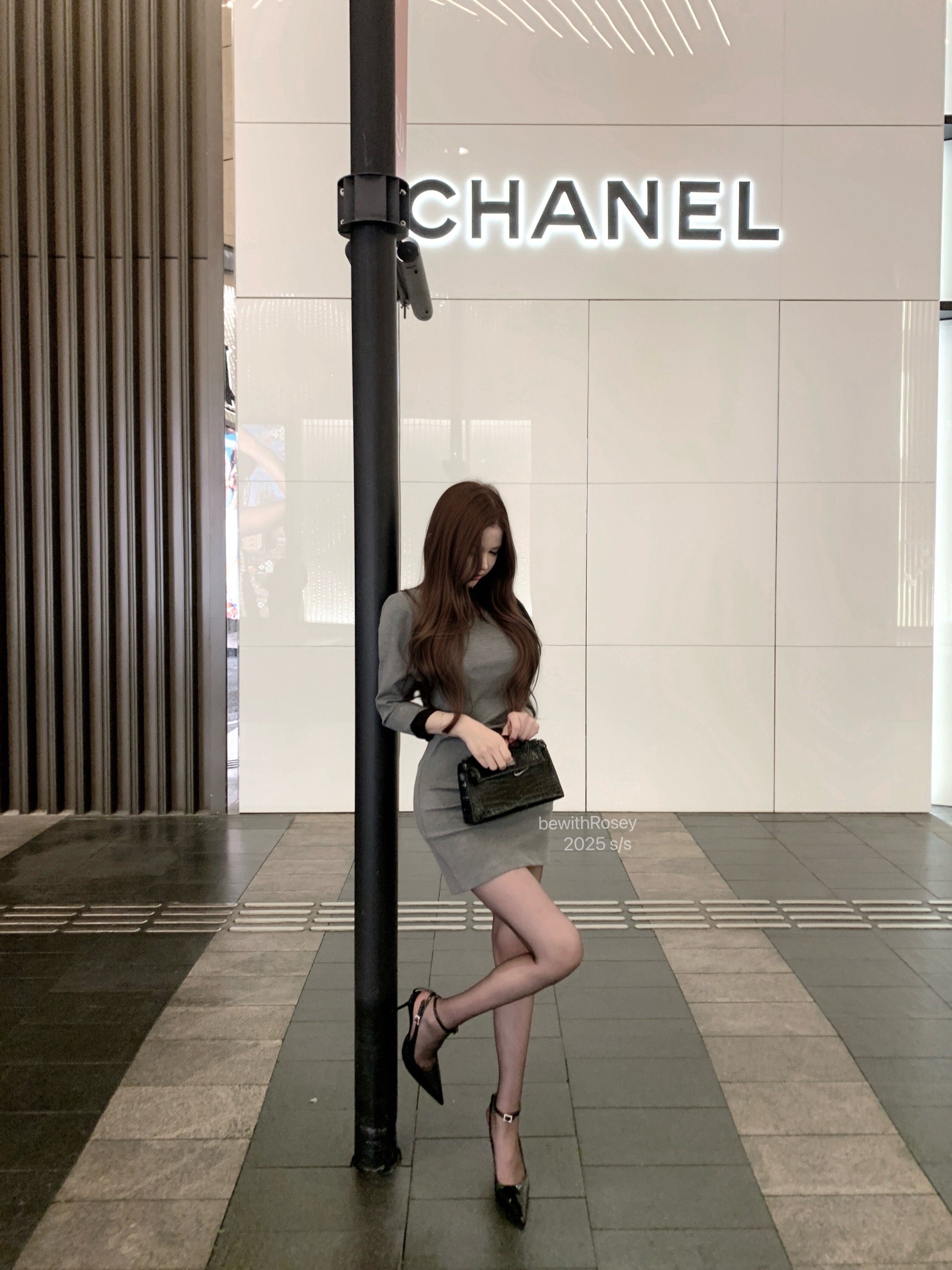 Gray and Black Patchwork Pleated Mid-Sleeve Bodycon Dress for Women - Sexy OL Style, Chic 90s Inspired Fashion